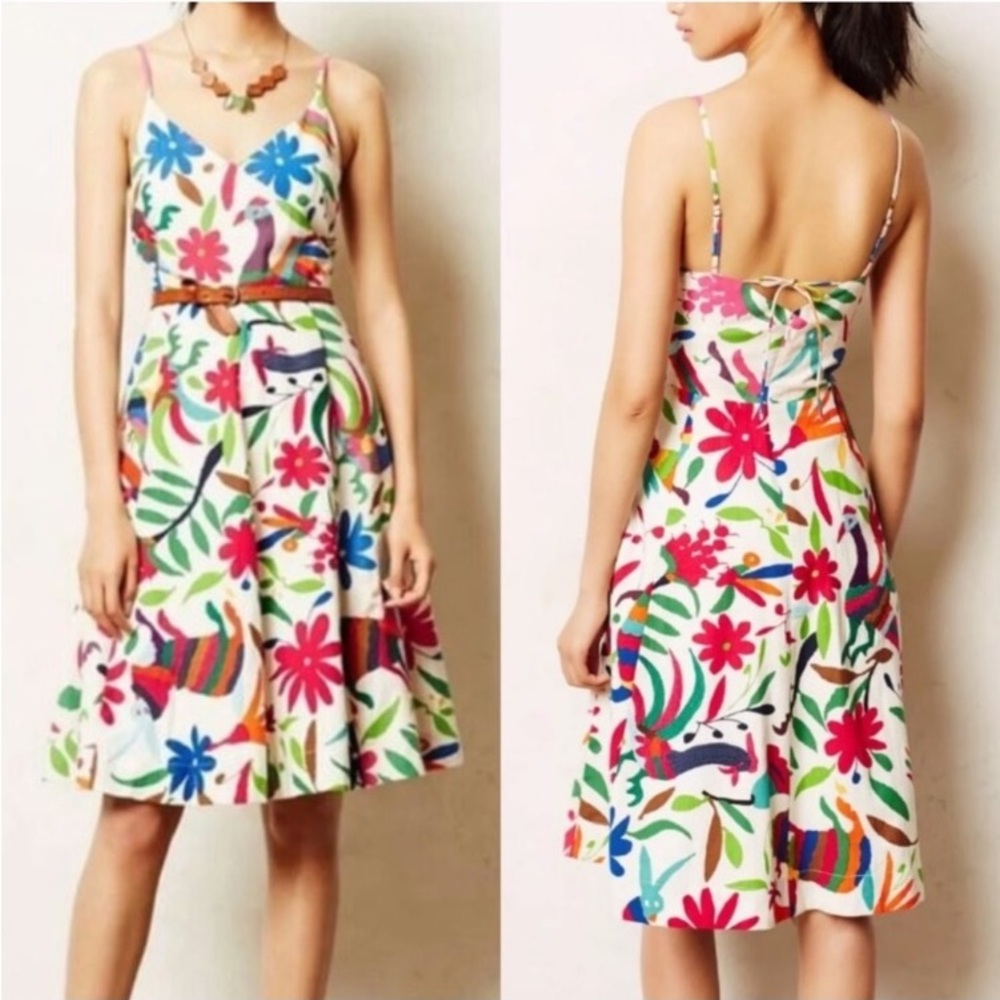 Anthropologie White Floral Multicolor Sundress